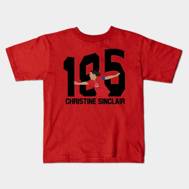 Christine Sinclair 185 Goals Record Kids T-Shirt by Hevding